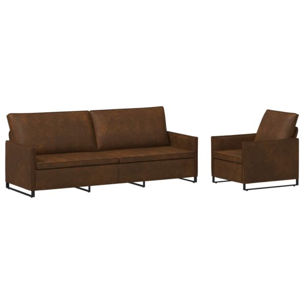 vidaXL Sada pohoviek 2 pcs Hnedá Umelý semišový materiál – Obrázok 2