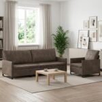 vidaXL Sada pohoviek 2 pcs Tmavosivá Umelý semišový materiál