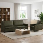 vidaXL Sada pohoviek 2 pcs Armádna zelená Umelý semišový materiál