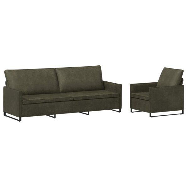vidaXL Sada pohoviek 2 pcs Armádna zelená Umelý semišový materiál – Obrázok 2