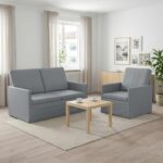 vidaXL Sada pohoviek 2 pcs Svetlosivá Látka