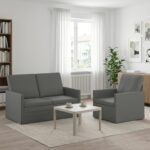 vidaXL Sada pohoviek 2 pcs Tmavosivá Látka