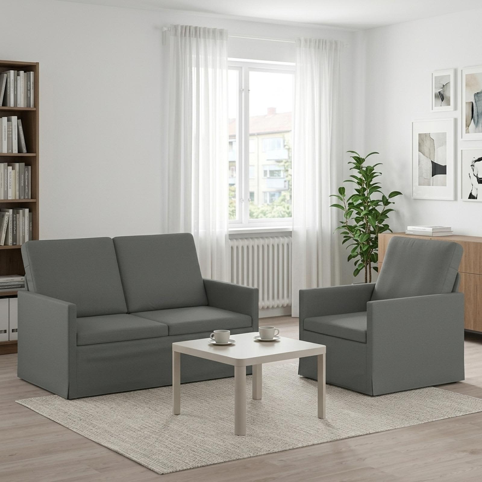 3433135_1.jpg vidaXL Sada pohoviek 2 pcs Tmavosivá Látka – Obrázok 1