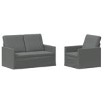 vidaXL Sada pohoviek 2 pcs Tmavosivá Látka – Obrázok 2