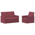 vidaXL Sada pohoviek 2 pcs Víno červené Látka – Obrázok 2