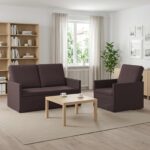 vidaXL Sada pohoviek 2 pcs Tmavohnedá Látka