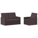 vidaXL Sada pohoviek 2 pcs Tmavohnedá Látka – Obrázok 2