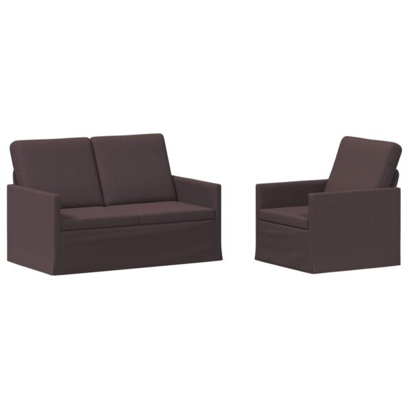 vidaXL Sada pohoviek 2 pcs Tmavohnedá Látka – Obrázok 2