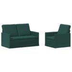 vidaXL Sada pohoviek 2 pcs Tmavozelená Látka – Obrázok 2