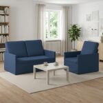 vidaXL Sada pohoviek 2 pcs Modrá Látka