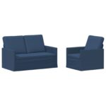 vidaXL Sada pohoviek 2 pcs Modrá Látka – Obrázok 2