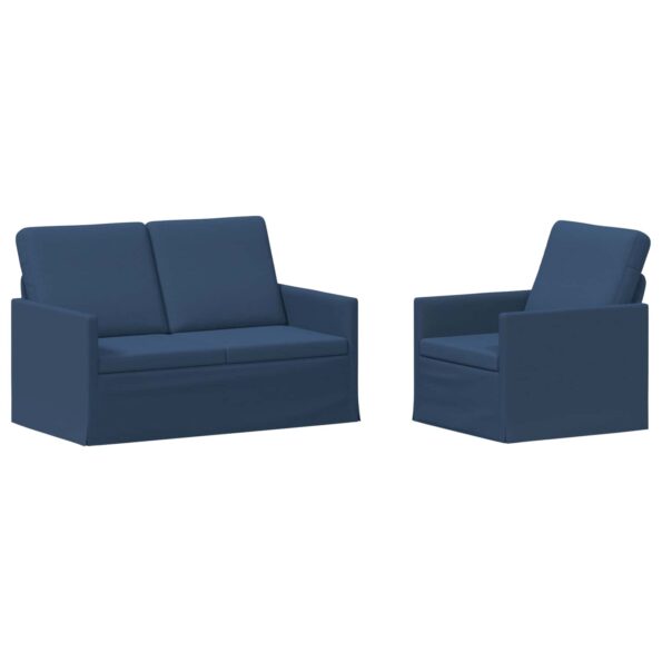 vidaXL Sada pohoviek 2 pcs Modrá Látka – Obrázok 2