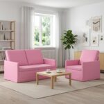 vidaXL Sada pohoviek 2 pcs Ružová Látka