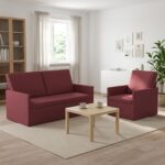 vidaXL Sada pohoviek 2 pcs Víno červené Látka