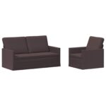 vidaXL Sada pohoviek 2 pcs Tmavohnedá Látka – Obrázok 2