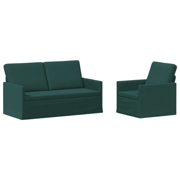 vidaXL Sada pohoviek 2 pcs Tmavozelená Látka – Obrázok 2