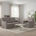 vidaXL Sada pohoviek 2 pcs Sivohnedá Látka