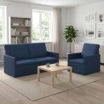 vidaXL Sada pohoviek 2 pcs Modrá Látka