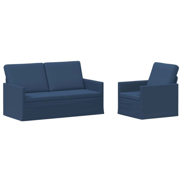 vidaXL Sada pohoviek 2 pcs Modrá Látka – Obrázok 2