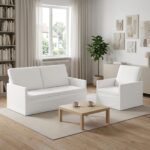 vidaXL Sada pohoviek 2 pcs Biela Látka