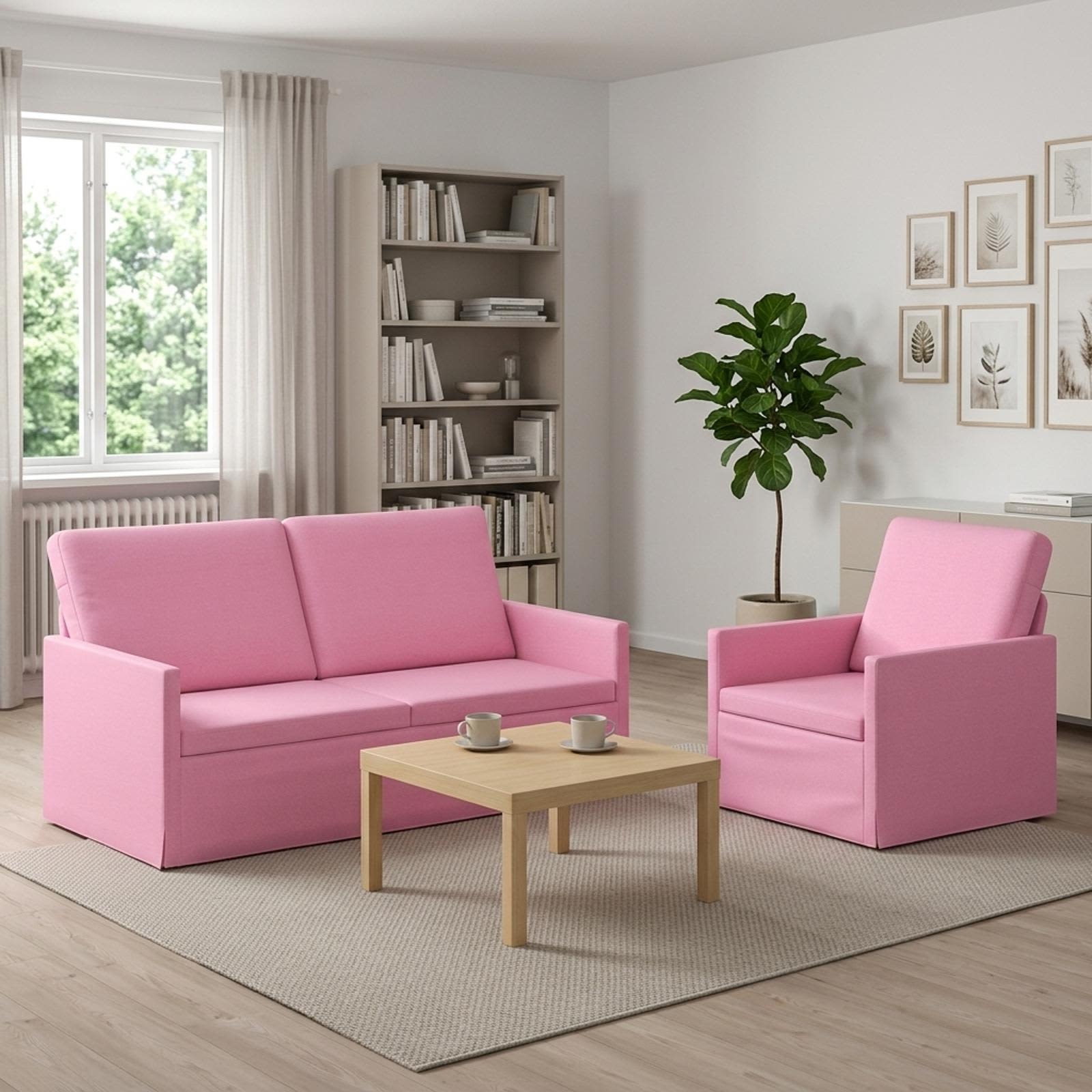 3433159_1.jpg vidaXL Sada pohoviek 2 pcs Ružová Látka – Obrázok 1