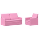 vidaXL Sada pohoviek 2 pcs Ružová Látka – Obrázok 2