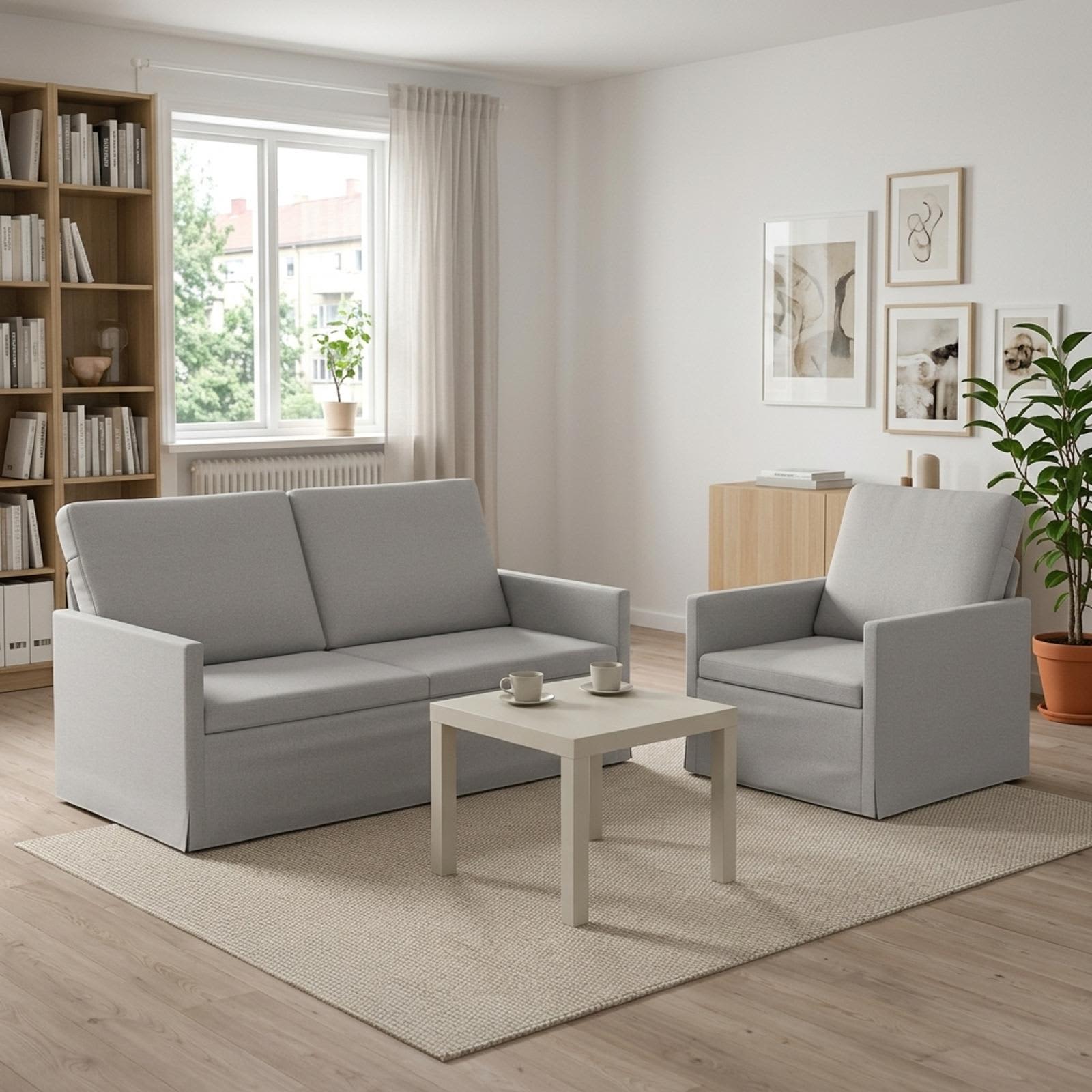 3433161_1.jpg vidaXL Sada pohoviek 2 pcs Oblá šedá Látka – Obrázok 1
