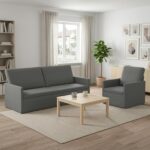 vidaXL Sada pohoviek 2 pcs Tmavosivá Látka