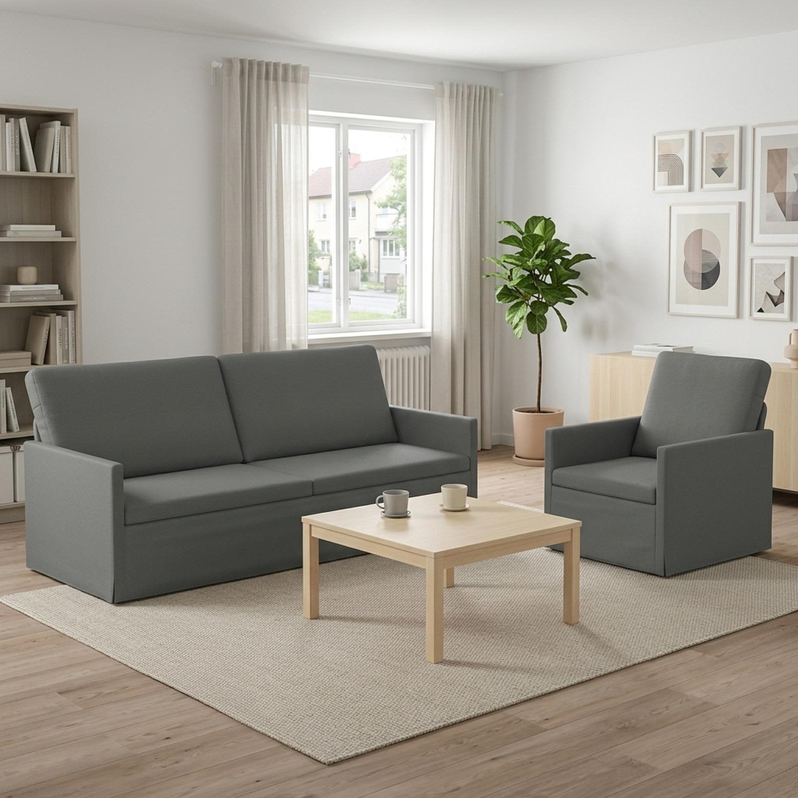 3433163_1.jpg vidaXL Sada pohoviek 2 pcs Tmavosivá Látka – Obrázok 1