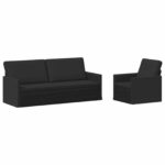 vidaXL Sada pohoviek 2 pcs Čierna Látka – Obrázok 2