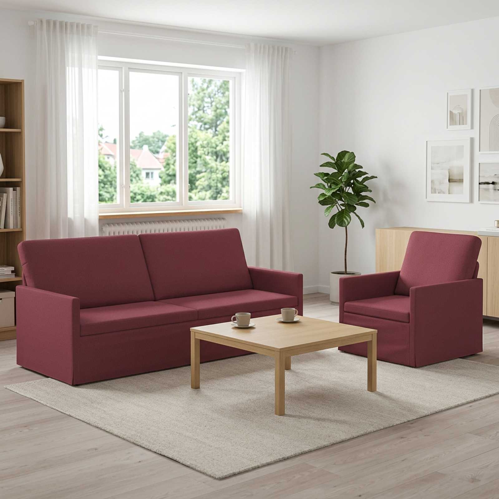 3433165_1.jpg vidaXL Sada pohoviek 2 pcs Víno červené Látka – Obrázok 1