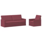 vidaXL Sada pohoviek 2 pcs Víno červené Látka – Obrázok 2