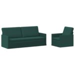 vidaXL Sada pohoviek 2 pcs Tmavozelená Látka – Obrázok 2