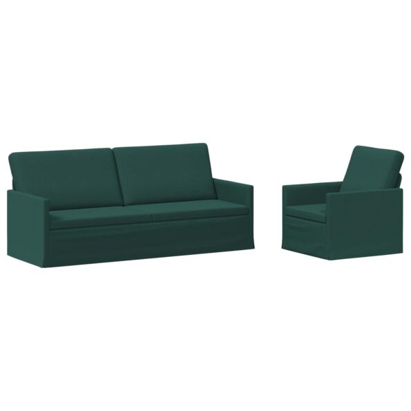 vidaXL Sada pohoviek 2 pcs Tmavozelená Látka – Obrázok 2