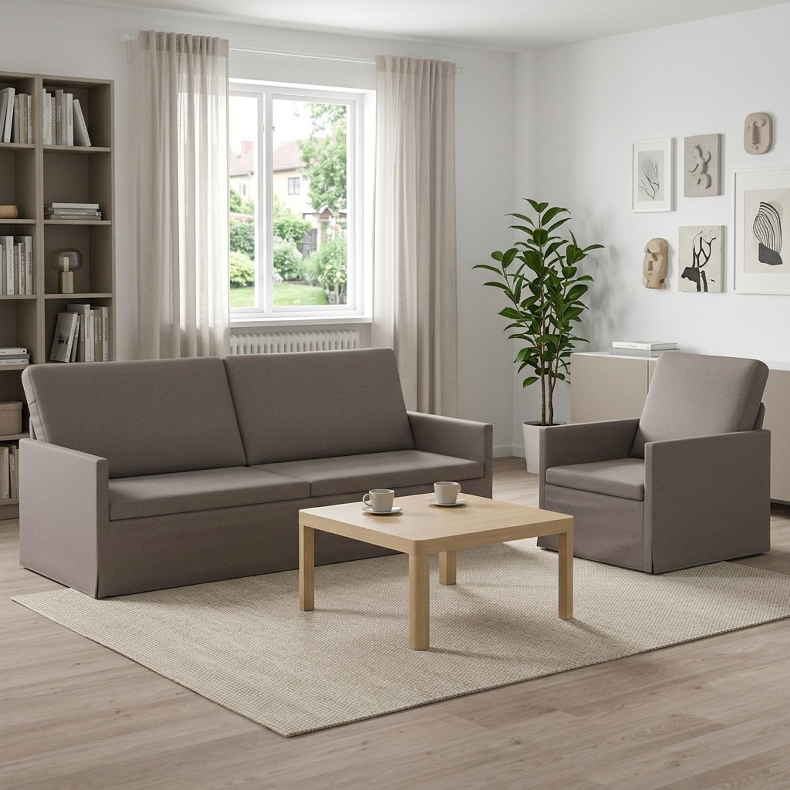 3433168_1.jpg vidaXL Sada pohoviek 2 pcs Sivohnedá Látka – Obrázok 1