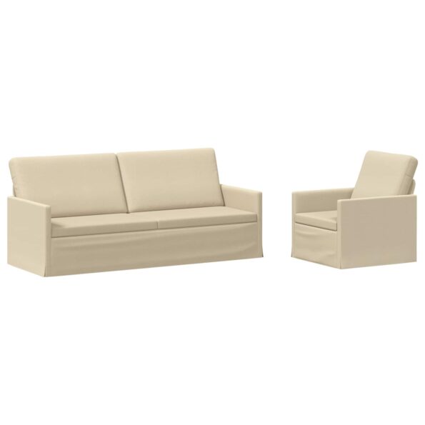 vidaXL Sada pohoviek 2 pcs Krémová Látka – Obrázok 2