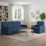 vidaXL Sada pohoviek 2 pcs Modrá Látka