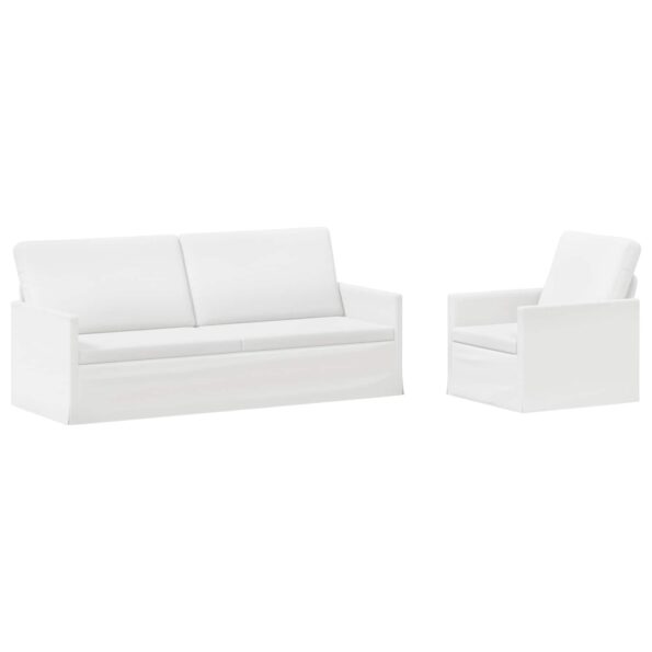 vidaXL Sada pohoviek 2 pcs Biela Látka – Obrázok 2