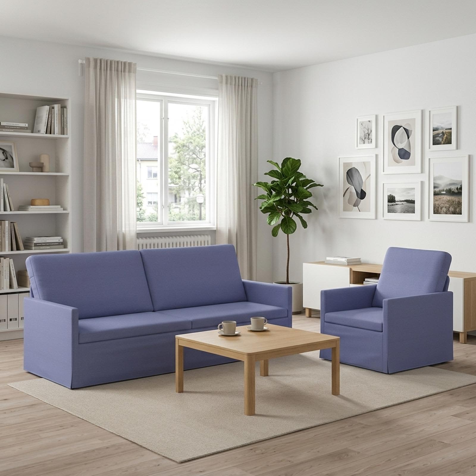 3433174_1.jpg vidaXL Sada pohoviek 2 pcs Modrá džínovina Látka – Obrázok 1