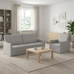 vidaXL Sada pohoviek 2 pcs Oblá šedá Látka