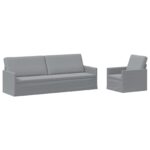 vidaXL Sada pohoviek 2 pcs Svetlosivá Látka – Obrázok 2