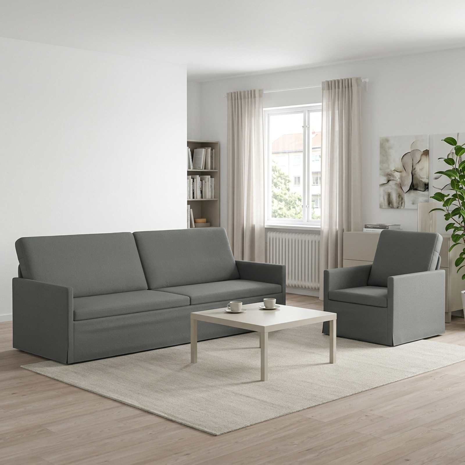 3433177_1.jpg vidaXL Sada pohoviek 2 pcs Tmavosivá Látka – Obrázok 1
