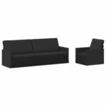 vidaXL Sada pohoviek 2 pcs Čierna Látka – Obrázok 2