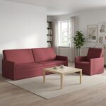 vidaXL Sada pohoviek 2 pcs Víno červené Látka