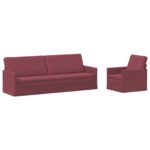 vidaXL Sada pohoviek 2 pcs Víno červené Látka – Obrázok 2