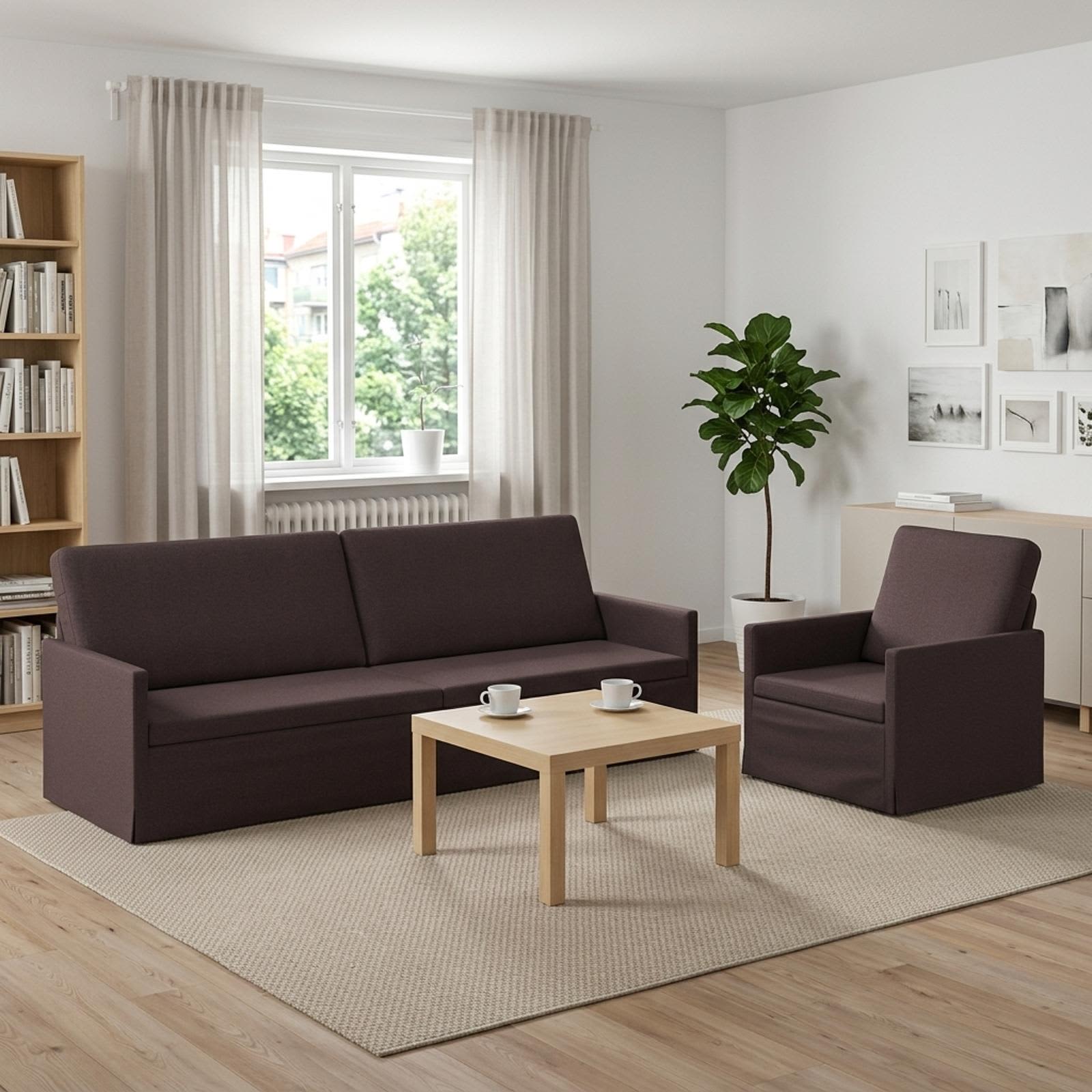 3433180_1.jpg vidaXL Sada pohoviek 2 pcs Tmavohnedá Látka – Obrázok 1
