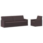 vidaXL Sada pohoviek 2 pcs Tmavohnedá Látka – Obrázok 2