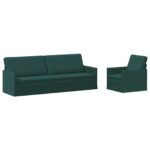 vidaXL Sada pohoviek 2 pcs Tmavozelená Látka – Obrázok 2