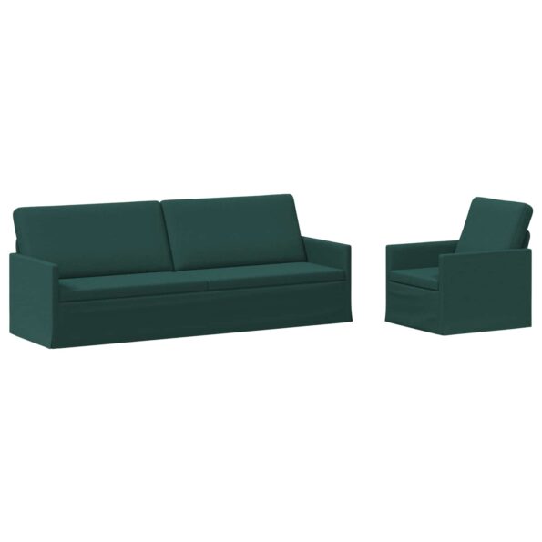 vidaXL Sada pohoviek 2 pcs Tmavozelená Látka – Obrázok 2