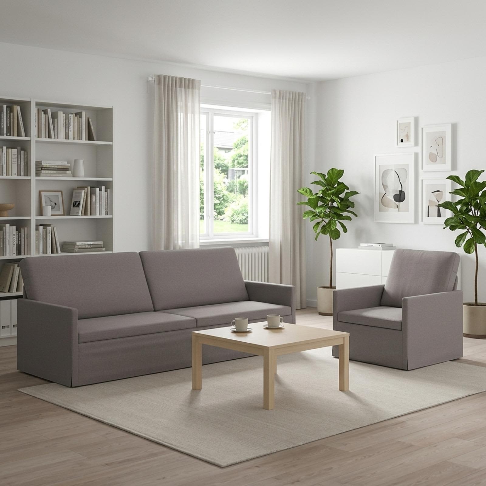 3433182_1.jpg vidaXL Sada pohoviek 2 pcs Sivohnedá Látka – Obrázok 1